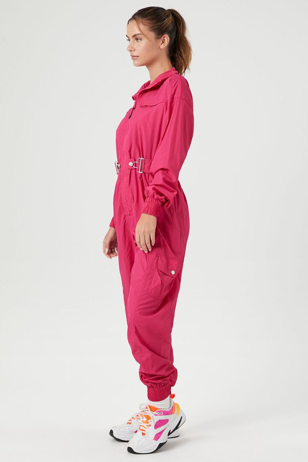 Active Belted Zip-Up Jumpsuit